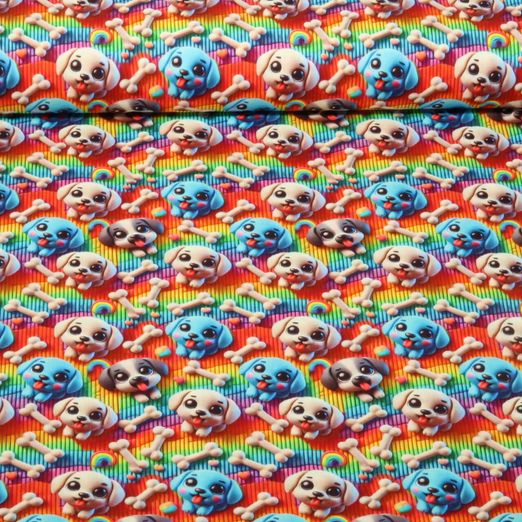 Baumwoll-Popeline - Digitaldruck 3D Hunde Multicolor
