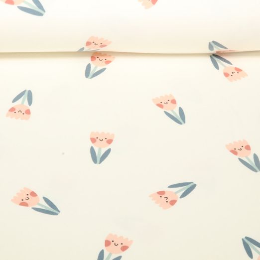 Sommersweat - French Terry Fröhliche Blumen Offwhite