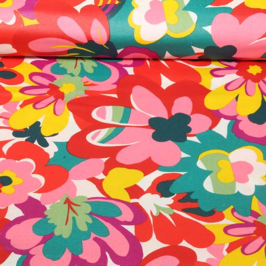 Beschichtete Baumwolle - Retroblumen Multicolor