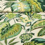 Baumwoll Canvas - Leinenlook Blättermix Weiß Grün