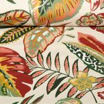 Canvas Beschichtet - Leinenlook Blättermix Weiß Terracotta