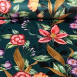 Velours - Fleurs de lys Vert pétrole Multicolore