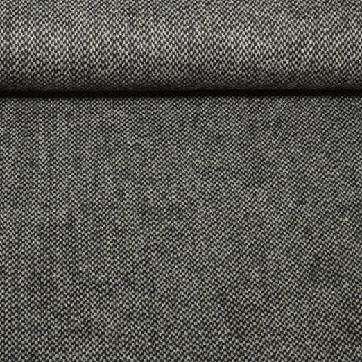 Mantelstoff - Wolltweed Geometrisch Schwarz Melange