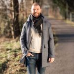 Mantelstoff - Wolltweed Geometrisch Blau Melange-1