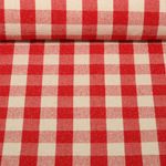 Tissu coton - Torchon de cuisine Noël Lurex Carreaux Rouge Doré