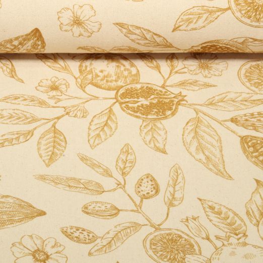 Baumwolle Webware - Küchentuch Granatapfel Beige Ocker