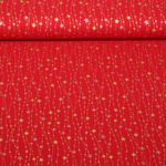Baumwoll-Popeline - Sternenkette Rot Gold Silber
