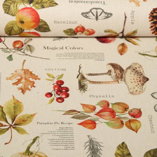 Baumwoll-Canvas - Digitaldruck Herbst Ernte Beige
