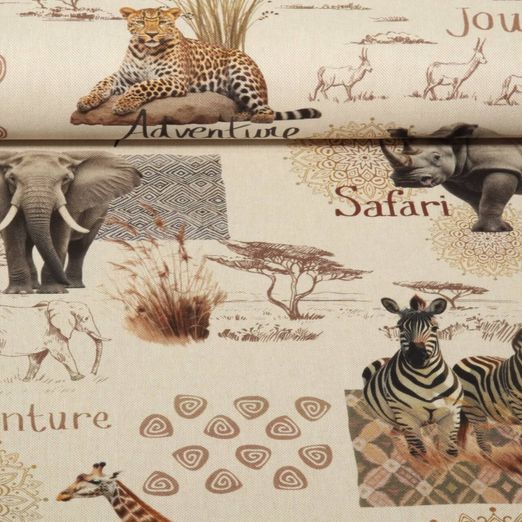 Baumwoll-Canvas - Digitaldruck Safari Beige