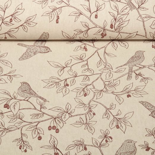 Canvas - Vögel Leinenlook Beige 