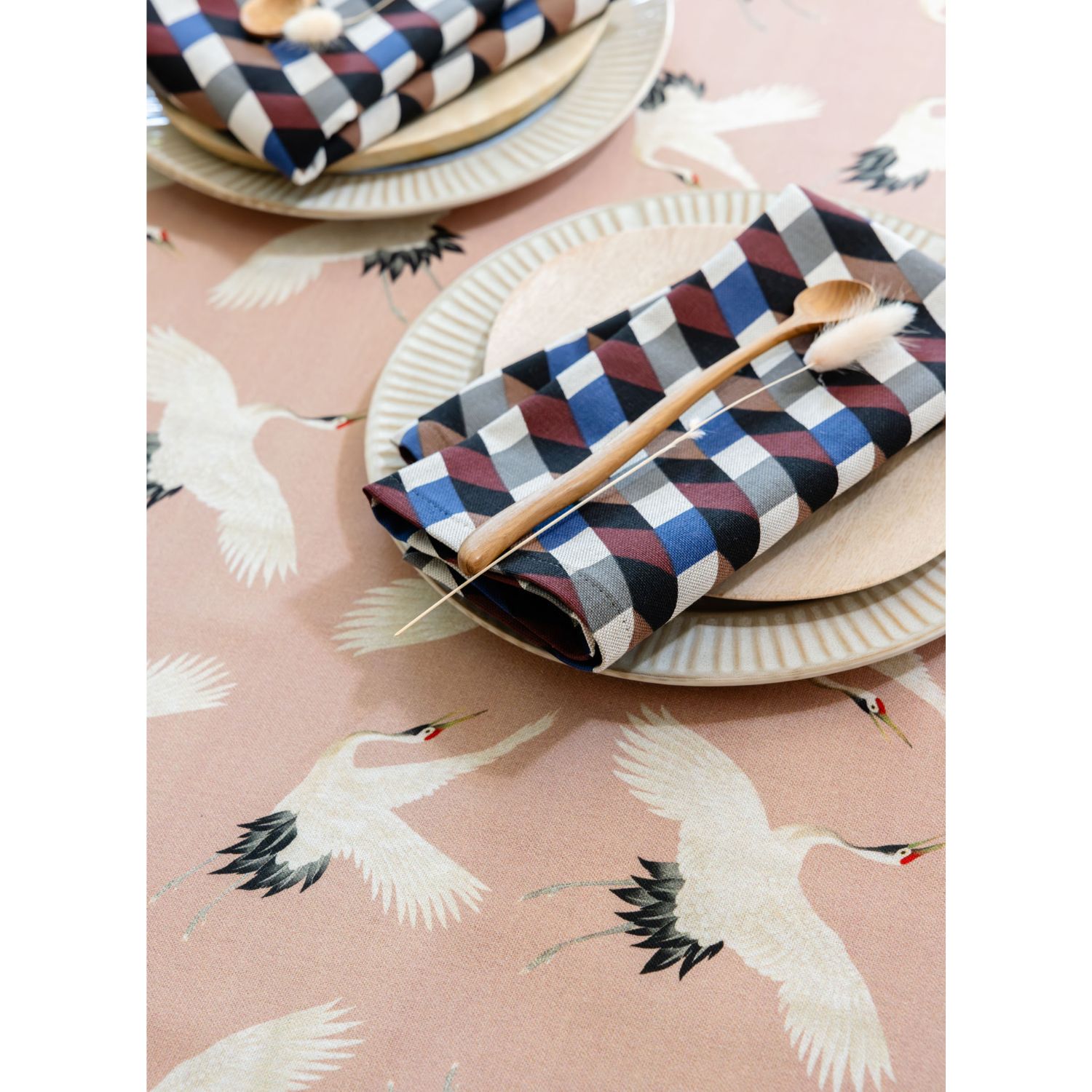 Toile canevas aspect lin - Losanges graphiques Gris Multicolore-1 Toile canevas aspect lin - Losanges graphiques Gris Multicolore-1