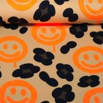 Sommersweat - French Terry Leo Smileys Orange Beige