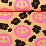 Sommersweat - French Terry Leo Smileys Pink Beige