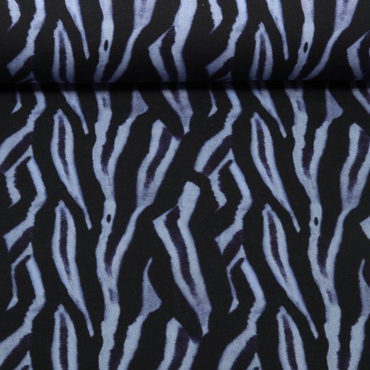 Sweat - French Terry Digitaldruck Zebra Blau Angeraut
