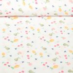 Gaze de coton - Double - Impression digitale Fruits Vert clair