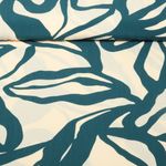 Viscose - Grandes feuilles Ecru Bleu pétrole