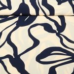 Viscose - Grandes feuilles Ecru Bleu marine foncé