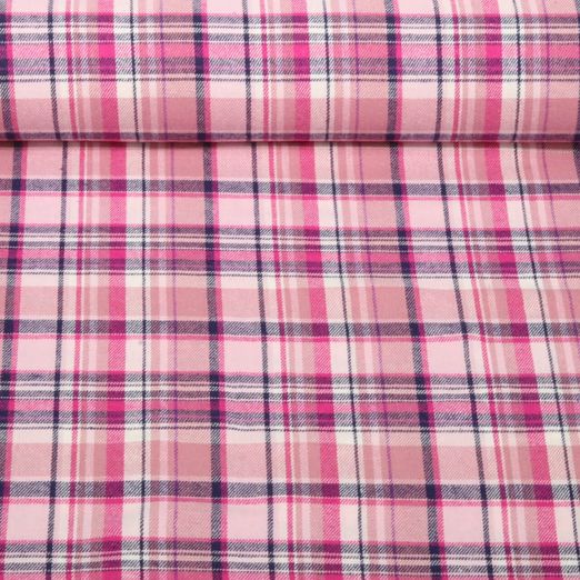 Baumwoll-Flanell - Kariert Rosa