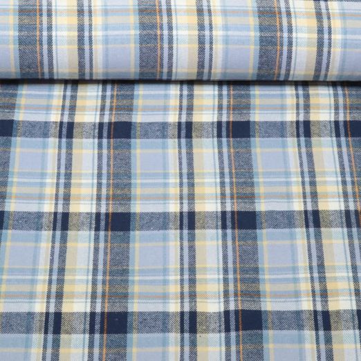 Baumwoll-Flanell - Kariert Blau