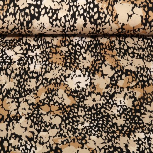 Viskosejersey - Abstrakte Blumen Beige