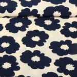 Popeline de viscose - Fleurs Bleu Ecru