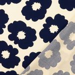 Popelina de viscosa - Flores azul ecru