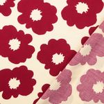 Popelín de viscosa - Flores rojo cereza sobre ecru