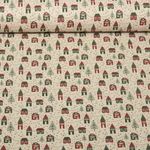 Baumwoll-Canvas - Leinenlook Häuser Beige 