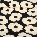 Popeline de viscose - Fleurs Noir Ecru