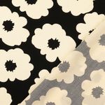 Popelín de viscosa - Flores negro ecru