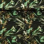Satin de viscose - Impression digitale Feuilles Vert olive