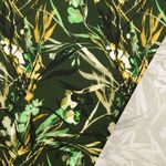 Viskossatin - digitaltryck löv oliv