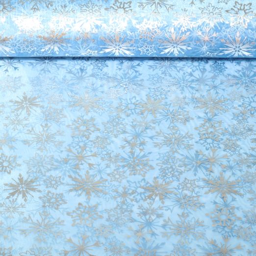 Tüll - Eiskristalle Hellblau Silber