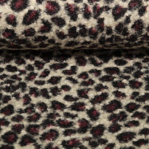 Mantelstoff - Boucle Leomuster Beige Brombeer