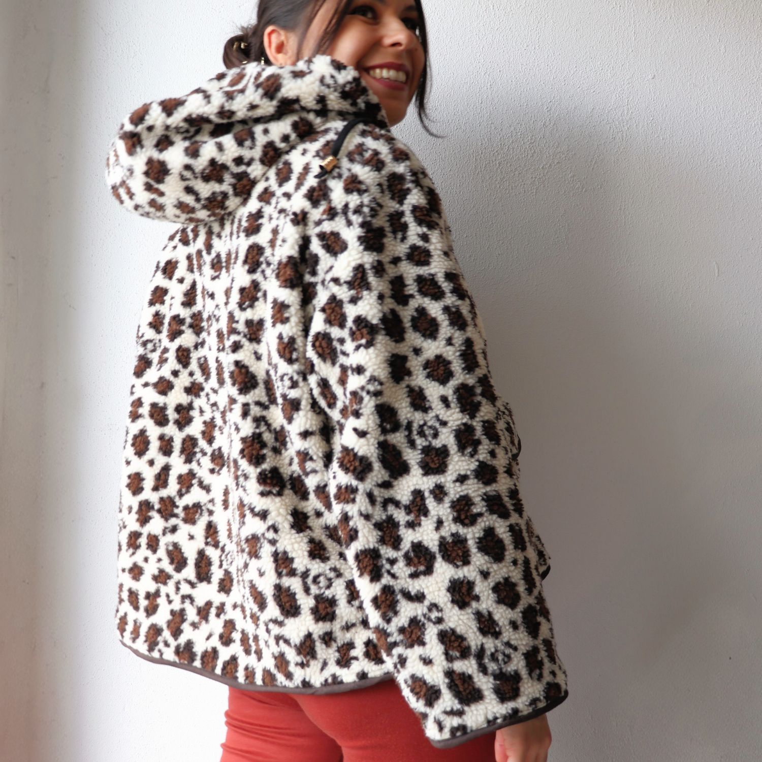 Polaire teddy - Léopard Blanc cassé-1 Polaire teddy - Léopard Blanc cassé-1