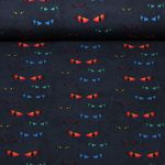 Jersey - Impression digitale Yeux de chats Bleu marine