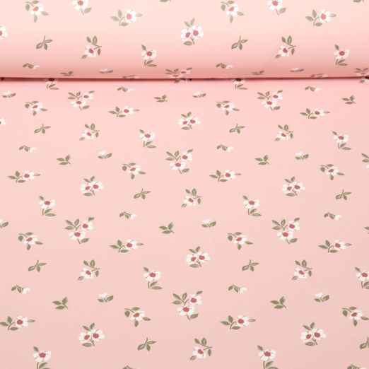 Tissu imperméable - Aqua protect Impr. digitale Fleurs et feuilles Rose
