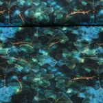 Jersey - Impression digitale Fleurs Multicolore Bleu pétrole