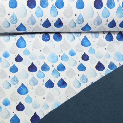 Softshell - Impression digitale Gouttes de pluie Blanc Bleu