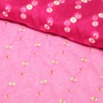 Tulle souple - Fleurs brodées Rose vif