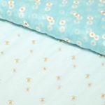 Softtüll - Blümchen Bestickt Hellblau