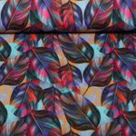 Sweat d'été - French Terry Imp. digi. Feuilles Bleu