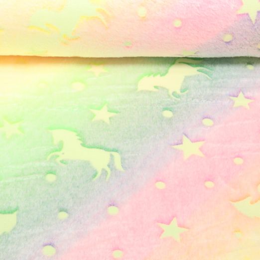 Wellness Fleece - Glow in the Dark Einhörner Pastell