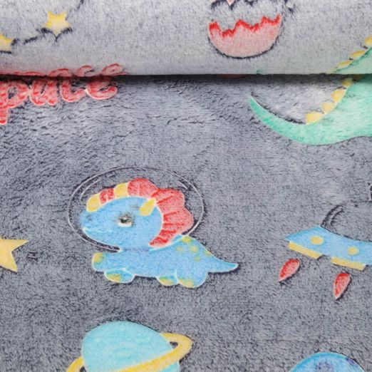 Wellness Fleece - Glow in the Dark Space Dinos Blau