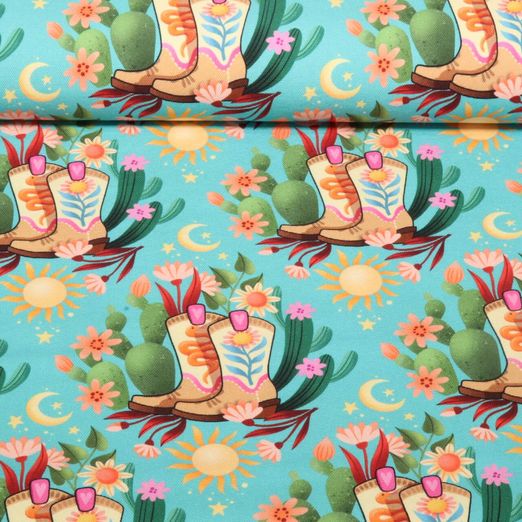 Toile canevas bio - Hamburger Liebe Western Fairy Tales Cowgirls Turquoise