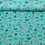 Økologisk Jersey - Hamburger Liebe Western Fairy Tales Yeehaw Turkis