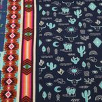 Bio Musselin Glatt - Hamburger Liebe Western Fairy Tales Yeehaw Blau-1