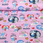 Jersey - Digitaldruck Schlumpf und Schlumpfine Lila