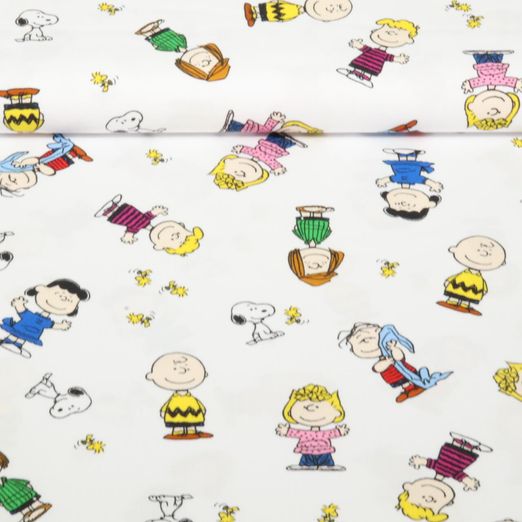 Jersey - Digitaldruck Peanuts Weiß