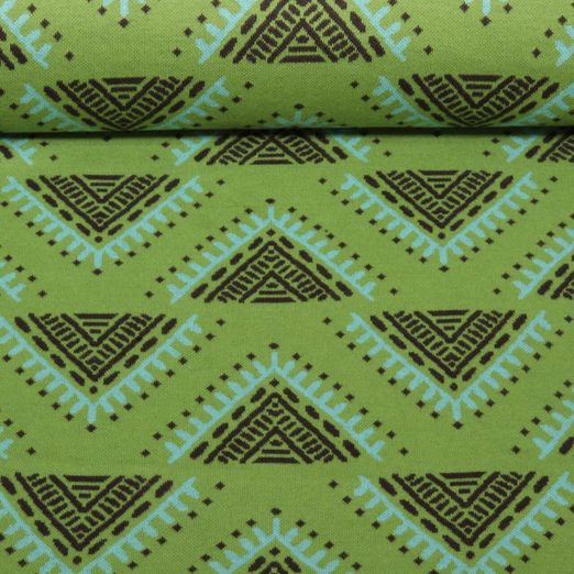 Bio Jacquard Jersey - Hamburger Liebe Western Fairy Tales Camp Site Grün
